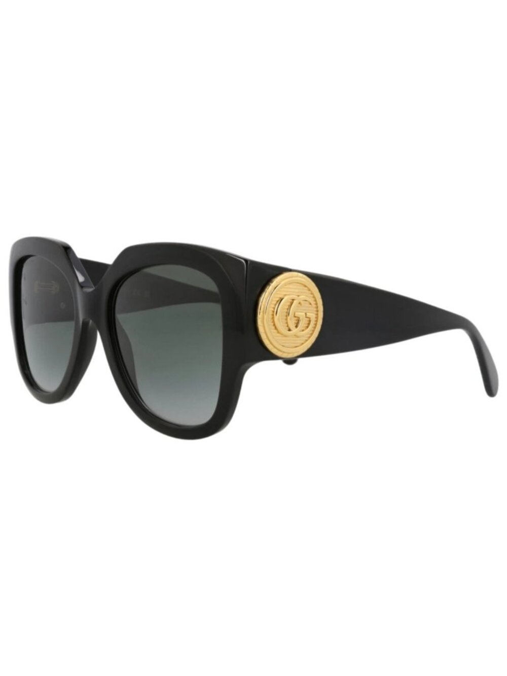 New Gucci Women's Sunglasses Square Rectangle Recycled Acetate Frame Black Black